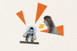 © deagreez - Picture collage sketch of angry aggressive woman shouting man problem trouble isolated on painted background