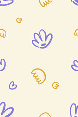 Fototapete - Seamless floral pattern. Simple naive flowers, repeating print. Doodle blooms, endless spring background, texture for textile, fabric, wrapping, wallpaper design. Colored flat vector illustration