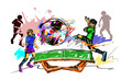 Taqball sport art and brush strokes style.