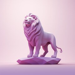 Aufkleber - Lion icon in silhouette, gracefully standing against a serene pastel lavender background, exuding elegance and charm. Ideal for nature-themed designs and advertisements.