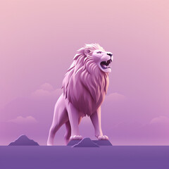Aufkleber - Lion icon in silhouette, gracefully standing against a serene pastel lavender background, exuding elegance and charm. Ideal for nature-themed designs and advertisements.
