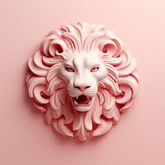  A minimalist Lion icon, featuring a sleek and stylish Lion profile against a pale coral background. This design offers a modern and sophisticated touch, suitable for contemporary branding.