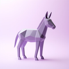 Poster - Donkey icon in silhouette, gracefully standing against a serene pastel lavender background, exuding elegance and charm. Ideal for nature-themed designs and advertisements.