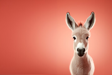 Fototapete - A minimalist  Donkey icon, featuring a sleek and stylish Donkey profile against a pale coral background. This design offers a modern and sophisticated touch, suitable for contemporary branding.