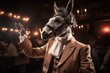 © Paolo Chiuchiolo - STANDING OVATION! Ironic portrait, Donkey, Applause, Theater, Orchestra conductor, Opera. At the height of his success as an opera musical conductor responds to the applause with a salute.
