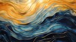 Abstract background of the waves with blue and yellow. Created with Ai