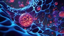Cancer Cell Metastasis Disease Anatomy Concept As Growing Malignant Tumor On Organ Inside Human Body. 3D Illustration..