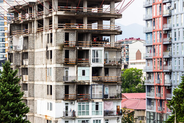 Wall Mural - travel to georgia - living unfinished apartment building in residential district of batumi city on a