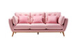 © Jan - An elegant pink velvet sofa with classic shape and wooden legs in a transparent backdrop.