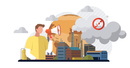 Carbon dioxide vector illustration. The global community faces collective challenge in combating carbon dioxide pollution Carbon dioxide, prevalent gas, permeates atmosphere, affecting climate