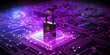 electronic circuit board,Closed Padlock on digital background cyber security ,A computer security system with a locked circuit Generative ai,A padlock on a circuit board with blue lights.