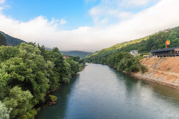 Wall Mural - The Drina River by the town of Foča