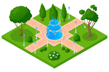 Wall Mural - Isometric illustration of a park