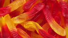 Colorful Gummy Candy Jelly Worms, Close Up