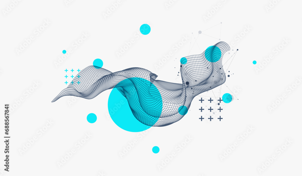 The abstract wave is made in a frame style. Template for science and ...