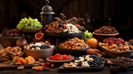 Wall Mural - dried fruits and nuts