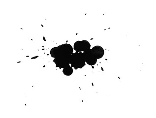 Wall Mural - Blots of black ink isolated on white, top view