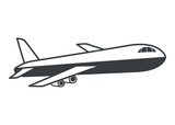 Fototapeta  - Travel element of set in black line design. A journey with a black-outline plane, perfect for travel-themed illustrations that inspire wanderlust. Vector illustration.