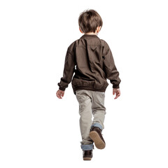 Wall Mural - view of a child standing, transparent background, backview boy