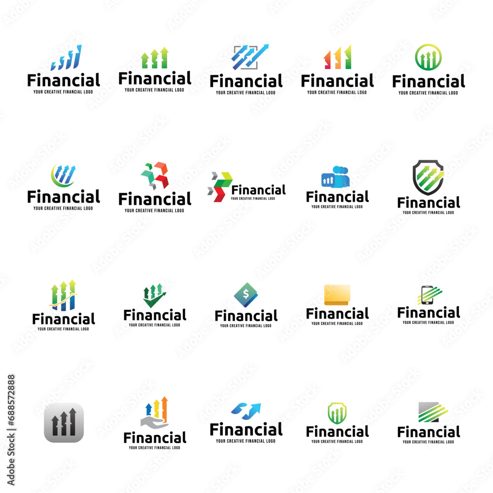 Srt of Business, money and finance icons, logos and symbols vector ...