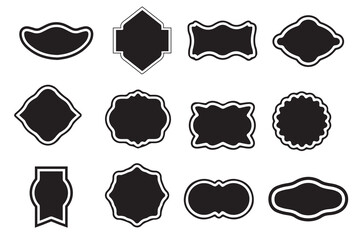 Wall Mural - Set of black retro vintage sticker frames and labels. Decorative label and old retro shape collection. Vector illustration