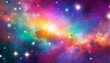colorful rainbow cosmic universe with stunning galaxy stardust nebula and shining stars in space background digital art ai illustration for artwork party flyers posters banners brochures