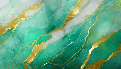  abstract marble background white turquoise green marble texture with gold veins abstract luxury background for wallpaper banner invitation website generative ai drawing in watercolor style