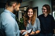© muse studio - Lawyers, colleagues, people, a woman and a man teamwork in the office using a tablet, brainstorming positive employees.