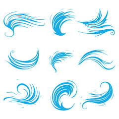  Wind icons vector. Wind and air illustration
