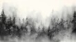 AI illustration of An atmospheric black and white image of a wintery landscape.