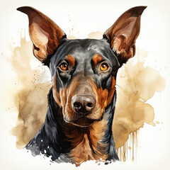 Wall Mural - watercolor Dobermann clipart, Generative Ai