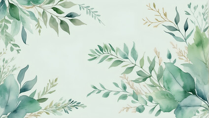 watercolor hand painted soft and dreamy background, green, emerald color	
