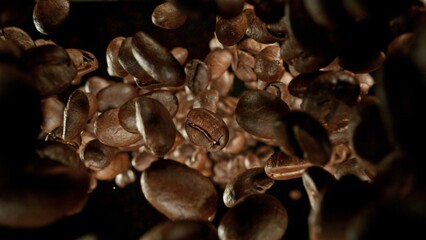 Aufkleber - Freeze Motion of Falling Roasted Coffee Beans.