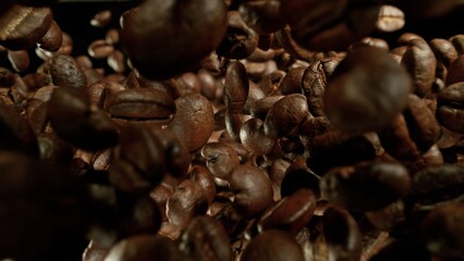 Aufkleber - Freeze Motion of Falling Roasted Coffee Beans.