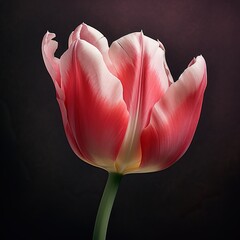 Sticker - pink tulip on black background