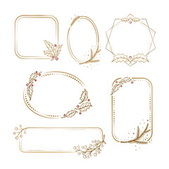 Wall Mural - vintage style frames set with a christmas floral decoration