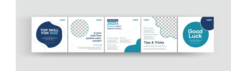  Instagram carousel template for top skills now, Set of editable social media instagram carousel post for career guideline, coaches and instructor