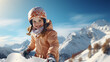 snowboarder kid in the mountains slope - Wintersport, snow, vacation. 