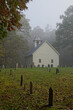 Old Church and Graveyard on a foggy morning