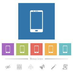 Poster - Modern mobile phone with one button flat white icons in square backgrounds