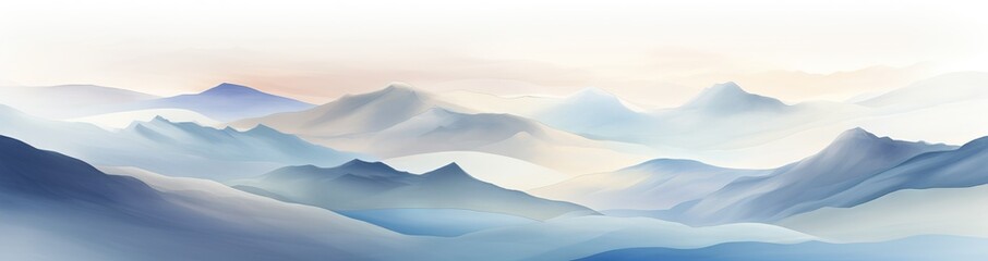 Abstract landscape poster. Nature horizon panorama for print, modern mountain scenery background. AI generated image