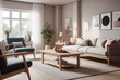 © DJSPIDA FOTO - Scandinavian style living room interior design A comfortable, clean living room with light wood furniture, decorations, and a comfortable and romantic atmosphere.