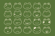Cute cartoon frogs faces. Vector illustration.