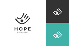 people's hopes logo icon design with hand line graphic symbol for charity logo signs