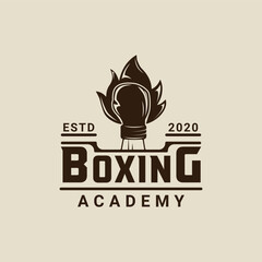 boxing logo vector vintage illustration template icon graphic design. fighting sport sign or symbol for academy or club or for competition or shirt print with retro typography concept