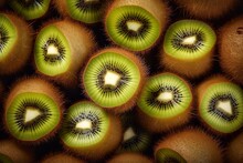 Kiwi Fruit Background. Close Up Of Kiwi Fruit.
