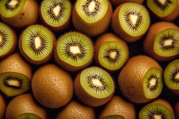 Poster - Kiwi fruit background. Top view of kiwi fruit background.