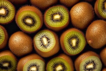 Sticker - Kiwi fruit background. Top view. Close-up.