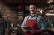 © Stavros - A middle aged man who owned a grocery store with a tablet PC. Your own small business in a country of equal opportunities.