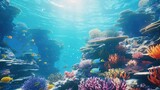 Fototapeta Do akwarium - Colorful Tropical Coral Reef with Fish
